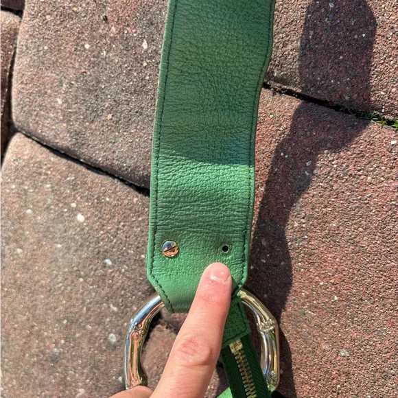 Vintage Gucci Shoulder Bag GG Pattern Bamboo 131036 Beige Brown Green Leather - Picture 10 of 16